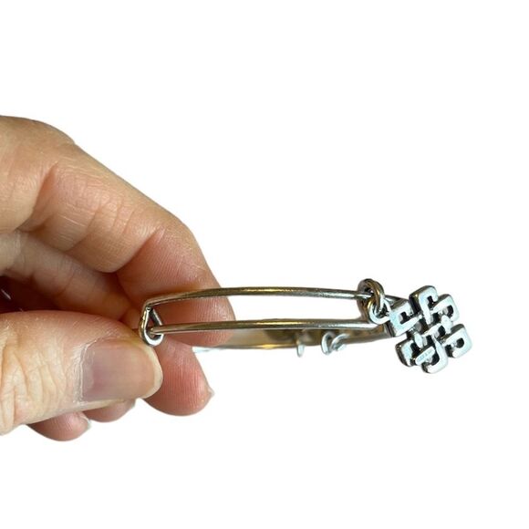 Alex and Ani Endless Knot Silver Charm Bangle Bracelet - Picture 7 of 10